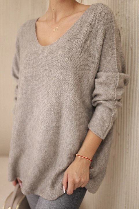 Sweter z dekoltem V fango oversize, długi rękaw Sweter z dekoltem V fango oversize, długi rękaw