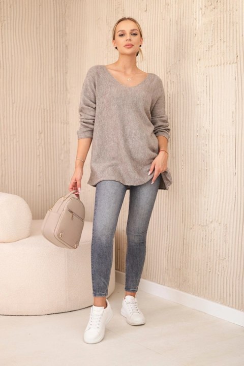 Sweter z dekoltem V fango oversize, długi rękaw Sweter z dekoltem V fango oversize, długi rękaw