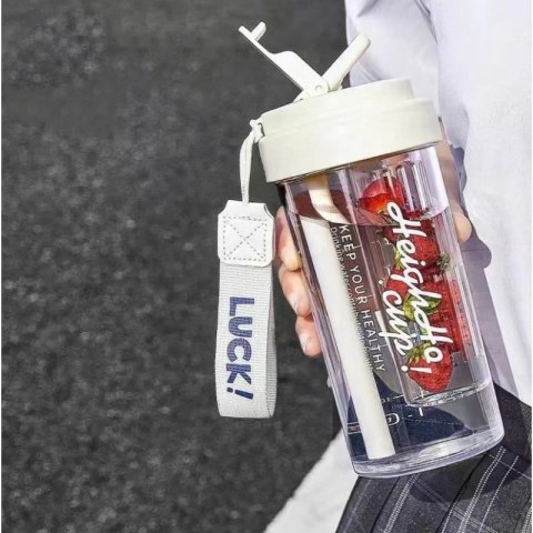 Butelka na wodę z koszyczkiem i słomką 600 ML Simple BD32B Butelka na wodę z koszyczkiem i słomką 600 ML Simple BD32B