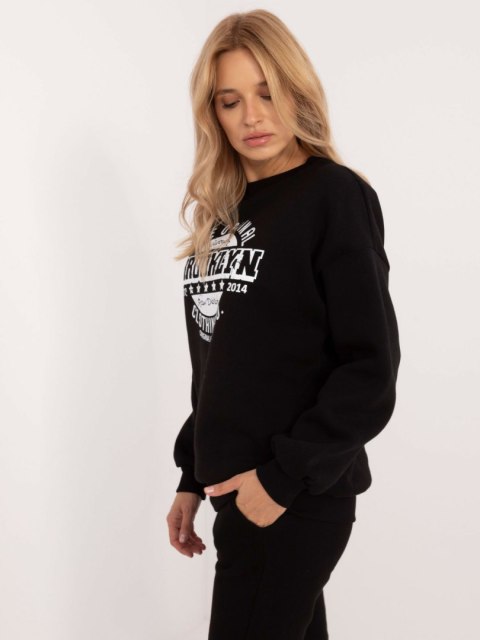 Bluza Brooklyn czarna ocieplana oversize z printem Bluza Brooklyn czarna ocieplana oversize z printem