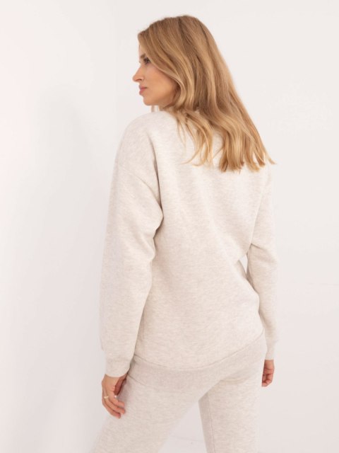 Bluza Brooklyn jasnobeżowa ocieplana oversize z printem