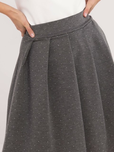 Spódnica ciemnoszara rozkloszowana z dżetami Italy Moda Spódnica ciemnoszara rozkloszowana z dżetami Italy Moda