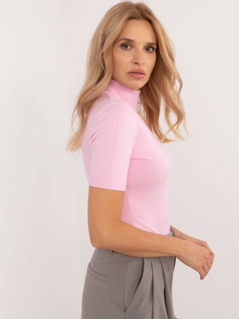 Sweter golf z krotkim rękawem jasnoróżowy, cosual M/L Sweter golf z krotkim rękawem jasnoróżowy, cosual M/L