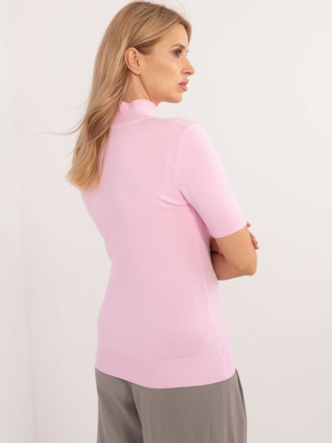 Sweter golf z krotkim rękawem jasnoróżowy, cosual M/L Sweter golf z krotkim rękawem jasnoróżowy, cosual M/L