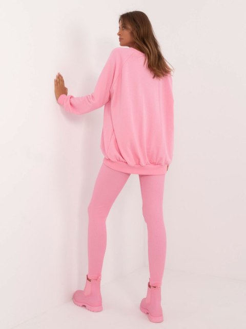 Komplet rożowy sportowy bluza i leginsy w prążek Komplet rożowy sportowy bluza i leginsy w prążek