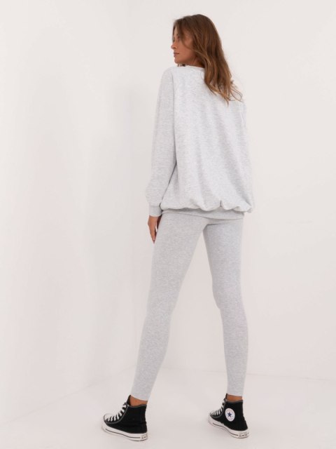 Komplet szary sportowy bluza i leginsy w prążek