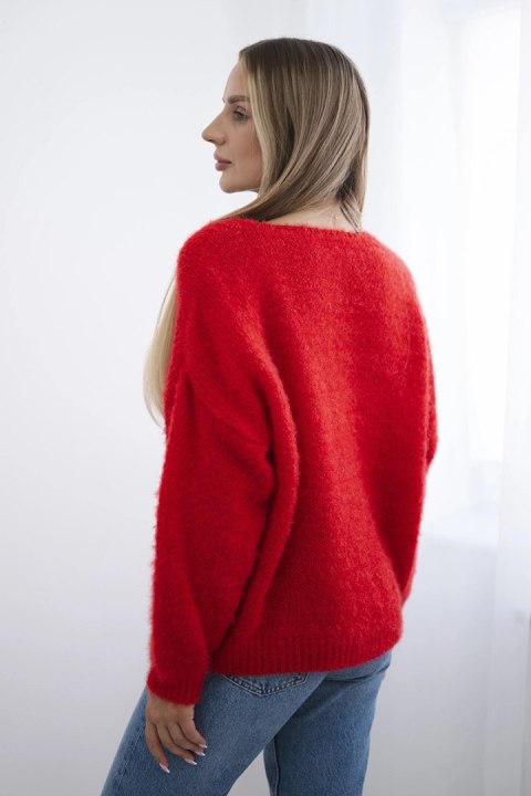 Sweter zapinany na guziki czerwony, oversize włoski Sweter zapinany na guziki czerwony, oversize włoski
