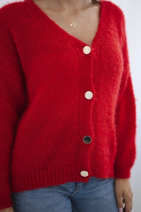 Sweter zapinany na guziki czerwony, oversize włoski Sweter zapinany na guziki czerwony, oversize włoski