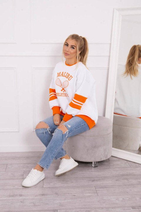 Bluza ocieplana Malibu biały+pomarańczowy Bluza ocieplana Malibu biały+pomarańczowy