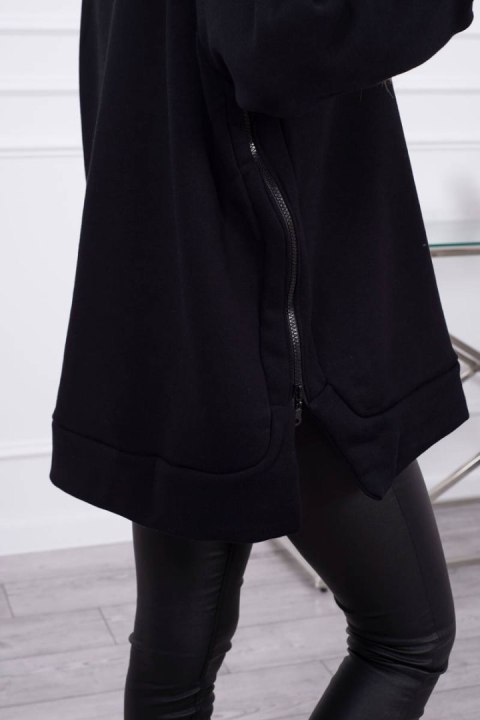 Bluza ocieplana z suwakiem na boku czarna Bluza ocieplana z suwakiem na boku czarna