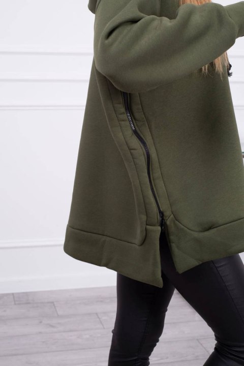 Bluza ocieplana z suwakiem na boku khaki Bluza ocieplana z suwakiem na boku khaki