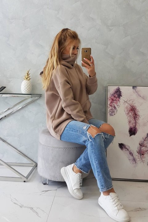 Bluza ocieplana z suwakiem z tyłu ciemno beżowa Bluza ocieplana z suwakiem z tyłu ciemno beżowa