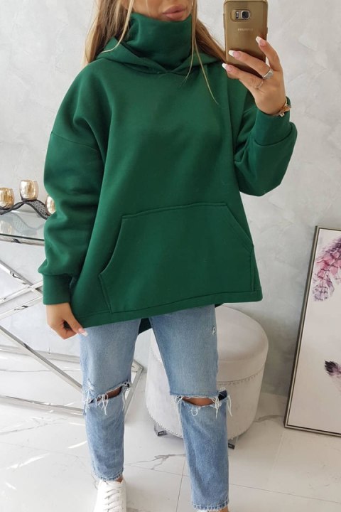 Bluza ocieplana z suwakiem z tyłu ciemno zielona Bluza ocieplana z suwakiem z tyłu ciemno zielona