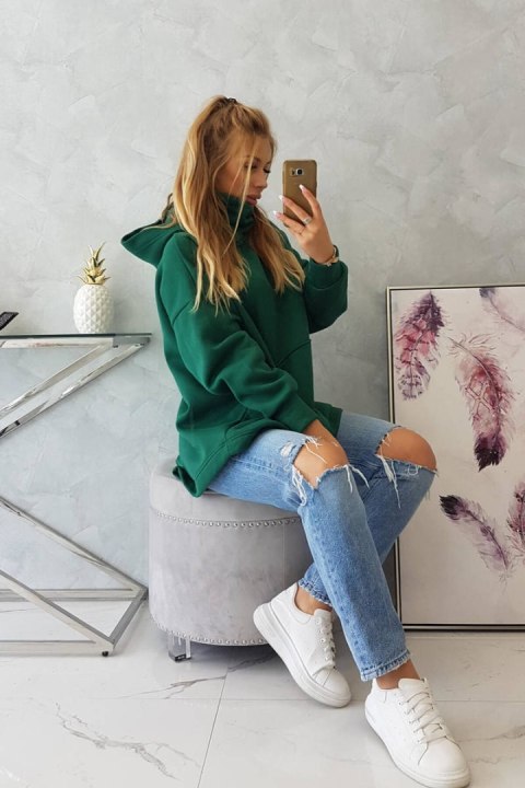 Bluza ocieplana z suwakiem z tyłu ciemno zielona Bluza ocieplana z suwakiem z tyłu ciemno zielona