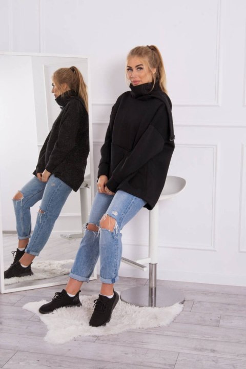 Bluza ocieplana z suwakiem z tyłu czarna Bluza ocieplana z suwakiem z tyłu czarna