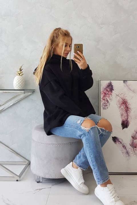 Bluza ocieplana z suwakiem z tyłu czarna Bluza ocieplana z suwakiem z tyłu czarna