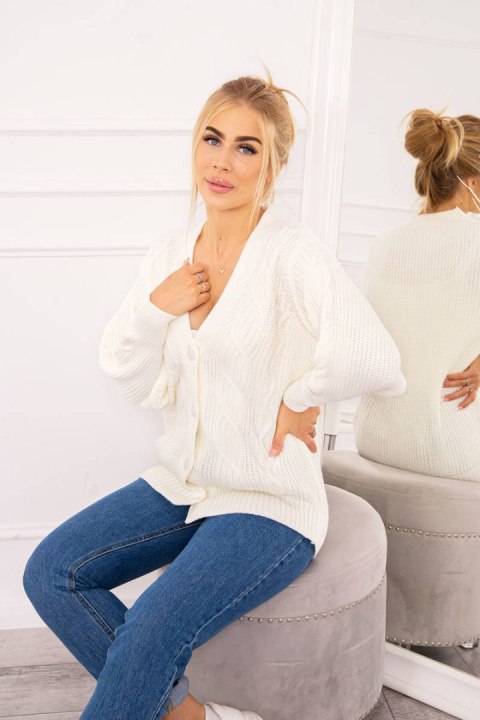 Sweter zapinany na guziki z szerokim rękawem ecru