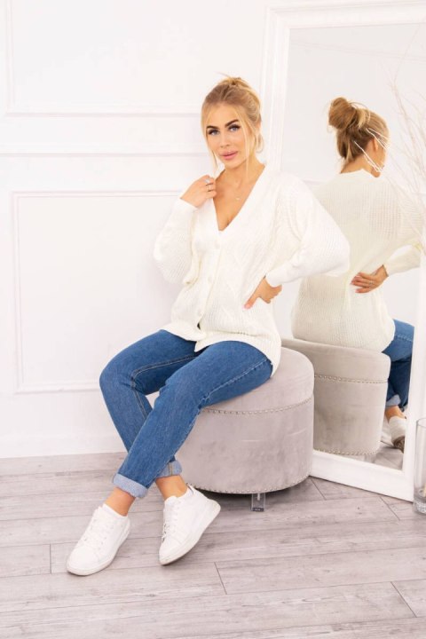 Sweter zapinany na guziki z szerokim rękawem ecru