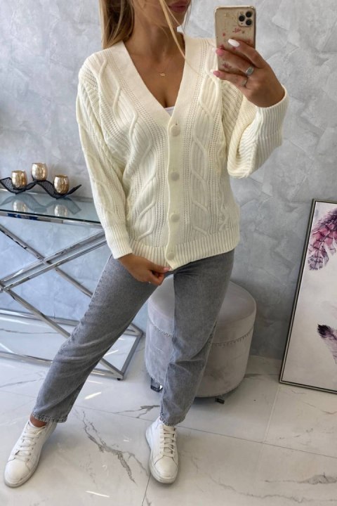 Sweter zapinany na guziki z szerokim rękawem ecru