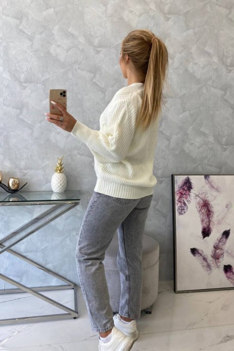 Sweter zapinany na guziki z szerokim rękawem ecru
