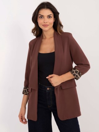 Brązowa marynarka bez zapięcia z podszewką Italy Moda