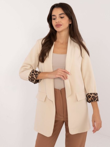 Jasnobeżowa marynarka bez zapięcia z podszewką Italy Moda
