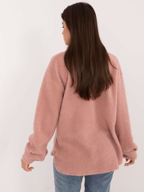 Koszula ciemnoróżowa oversize bouclé z kieszeniami na guziki Koszula ciemnoróżowa oversize bouclé z kieszeniami na guziki