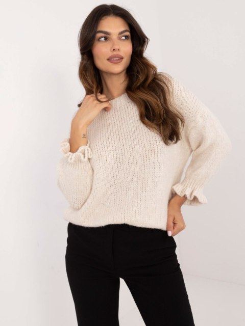 Sweter jasno beżowy, akrylowy oversize Italy Moda Sweter jasno beżowy, akrylowy oversize Italy Moda