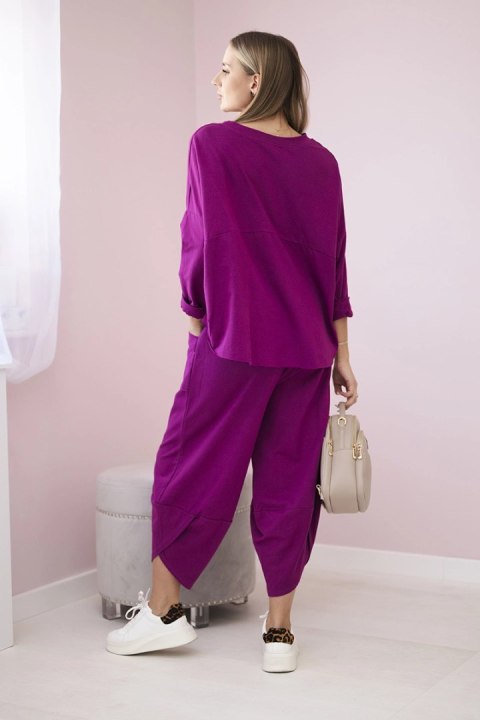 Komplet bawełniany bluza i spodnie śliwkowy, oversize Komplet bawełniany bluza i spodnie śliwkowy, oversize