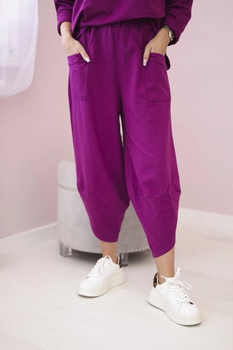 Komplet bawełniany bluza i spodnie śliwkowy, oversize Komplet bawełniany bluza i spodnie śliwkowy, oversize