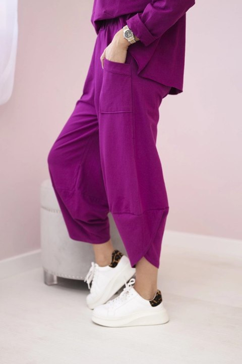 Komplet bawełniany bluza i spodnie śliwkowy, oversize Komplet bawełniany bluza i spodnie śliwkowy, oversize