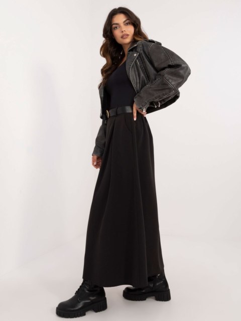 Spódnica elegancka maxi czarna, rozkloszowana z paskiem Spódnica elegancka maxi czarna, rozkloszowana z paskiem