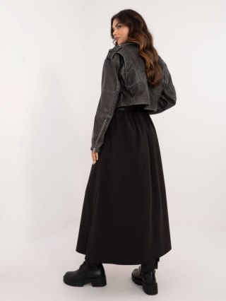 Spódnica elegancka maxi czarna, rozkloszowana z paskiem