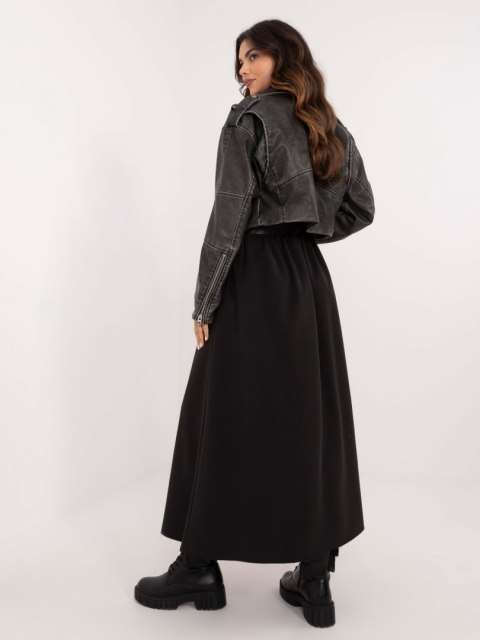 Spódnica elegancka maxi czarna, rozkloszowana z paskiem Spódnica elegancka maxi czarna, rozkloszowana z paskiem