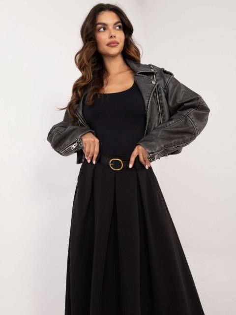 Spódnica elegancka maxi czarna, rozkloszowana z paskiem Spódnica elegancka maxi czarna, rozkloszowana z paskiem