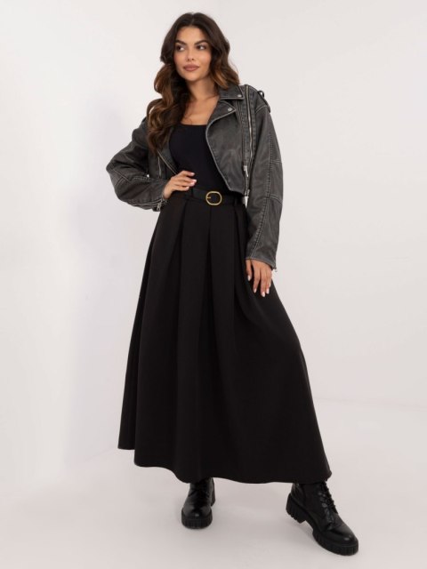 Spódnica elegancka maxi czarna, rozkloszowana z paskiem Spódnica elegancka maxi czarna, rozkloszowana z paskiem
