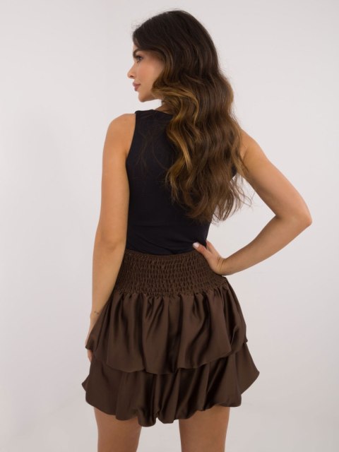 Spódnica brązowa mini bombka z falbanką Italy Moda Spódnica brązowa mini bombka z falbanką Italy Moda