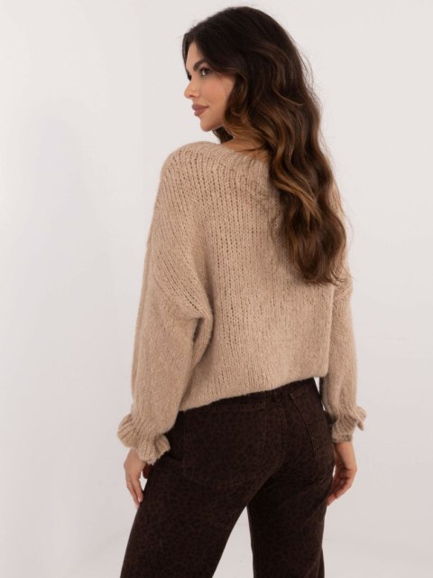 Sweter ciemno beżowy, akrylowy oversize Italy Moda Sweter ciemno beżowy, akrylowy oversize Italy Moda