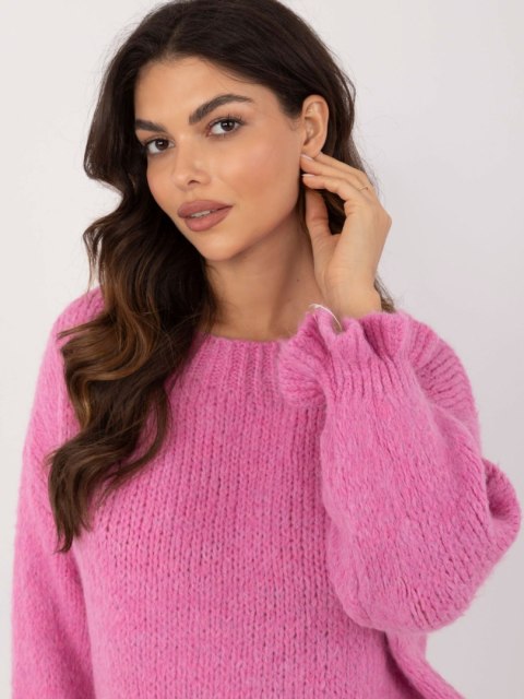 Sweter rożowy, akrylowy oversize Italy Moda Sweter rożowy, akrylowy oversize Italy Moda