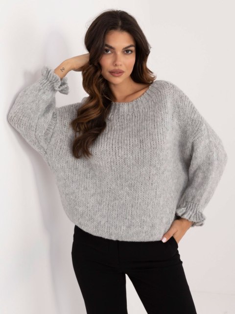 Sweter szary, akrylowy oversize Italy Moda Sweter szary, akrylowy oversize Italy Moda