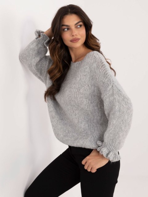 Sweter szary, akrylowy oversize Italy Moda Sweter szary, akrylowy oversize Italy Moda