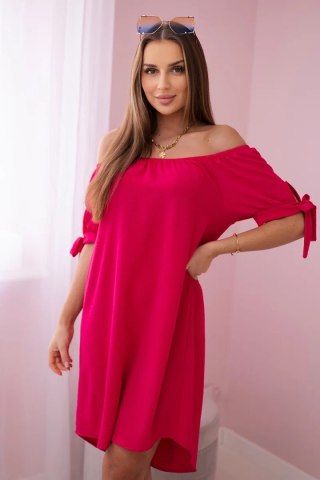Sukienka wiązana na rękawach fuksja, oversize, letnia