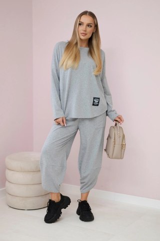 Komplet bawełniany bluza i spodnie szary, oversize