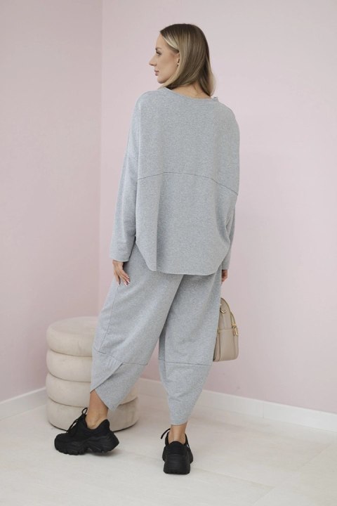 Komplet bawełniany bluza i spodnie szary, oversize Komplet bawełniany bluza i spodnie szary, oversize
