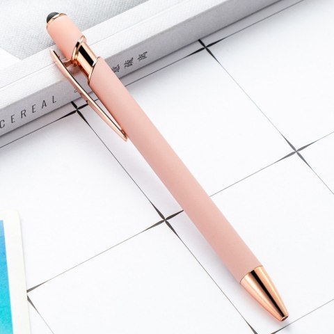 Długopis metalowy, tusz czarny, touch pen soft touch pudrowy róż DL04 Długopis metalowy, tusz czarny, touch pen soft touch pudrowy róż DL04