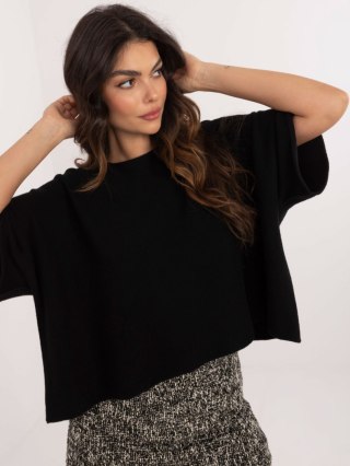 Sweter oversize czarny, rękaw 3/4 idealny do pracy