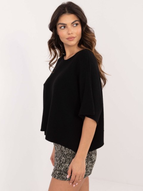 Sweter oversize czarny, rękaw 3/4 idealny do pracy Sweter oversize czarny, rękaw 3/4 idealny do pracy