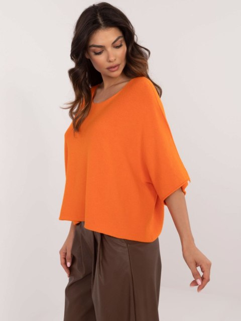 Sweter oversize pomarańczowy, rękaw 3/4 idealny do pracy Sweter oversize pomarańczowy, rękaw 3/4 idealny do pracy