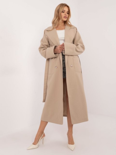 Płaszcz LK-PL-509786.99 beżowy L/XL Płaszcz LK-PL-509786.99 beżowy L/XL