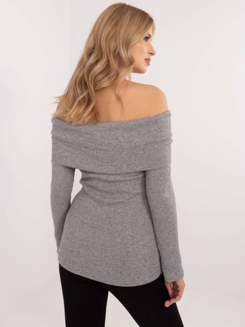 Sweter z odkrytymi ramionami szary, dopasowany hiszpanka Sweter z odkrytymi ramionami szary, dopasowany hiszpanka
